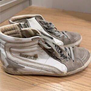 Golden Goose White and Gray Sneakers